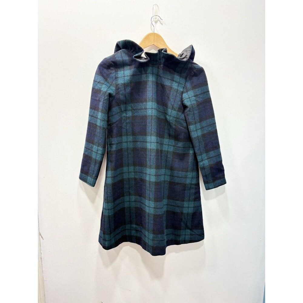 TUCKERNUCK Dress XS Daphne Blackwatch Plaid Ruffle Bow Wool Blend Green